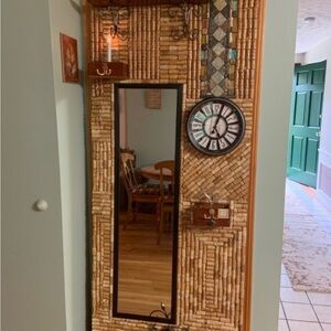 Rustic Cork Wall Mirror with Clock
